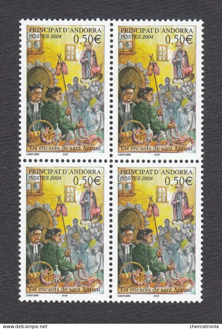 Andorra 2004 - Yvert: 591, 592, 593, 595, 596  - Bloques De 4 -  ** MNH - Ongebruikt