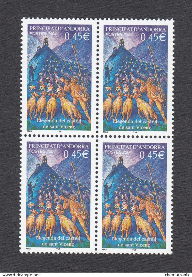 Andorra 2004 - Yvert: 591, 592, 593, 595, 596  - Bloques De 4 -  ** MNH - Neufs