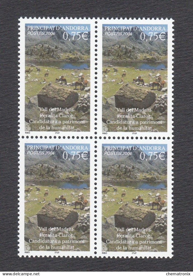 Andorra 2004 - Yvert: 591, 592, 593, 595, 596  - Bloques De 4 -  ** MNH - Neufs