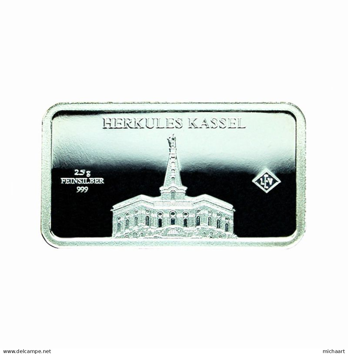 Germany Silver Ingot Bar Proof 2.5g Landmarks Hercules Monument 03849 - Gedenkmünzen