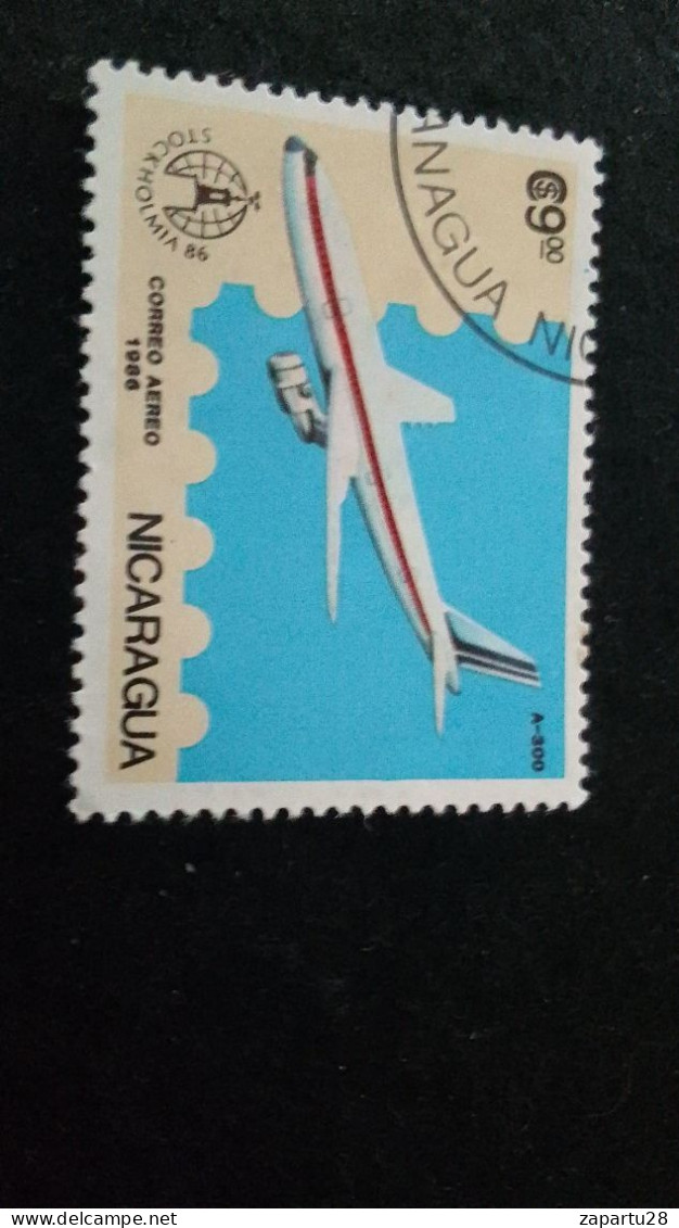 NİARAGUA-1970-80     9  CORD  DAMGALI - Nicaragua