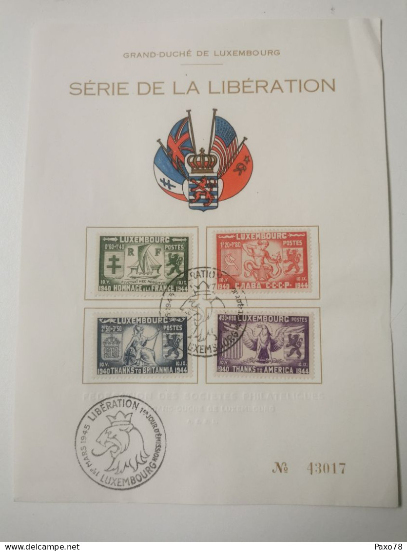 Feuille, Série Libération Luxembourg - 1940-1944 Occupation Allemande