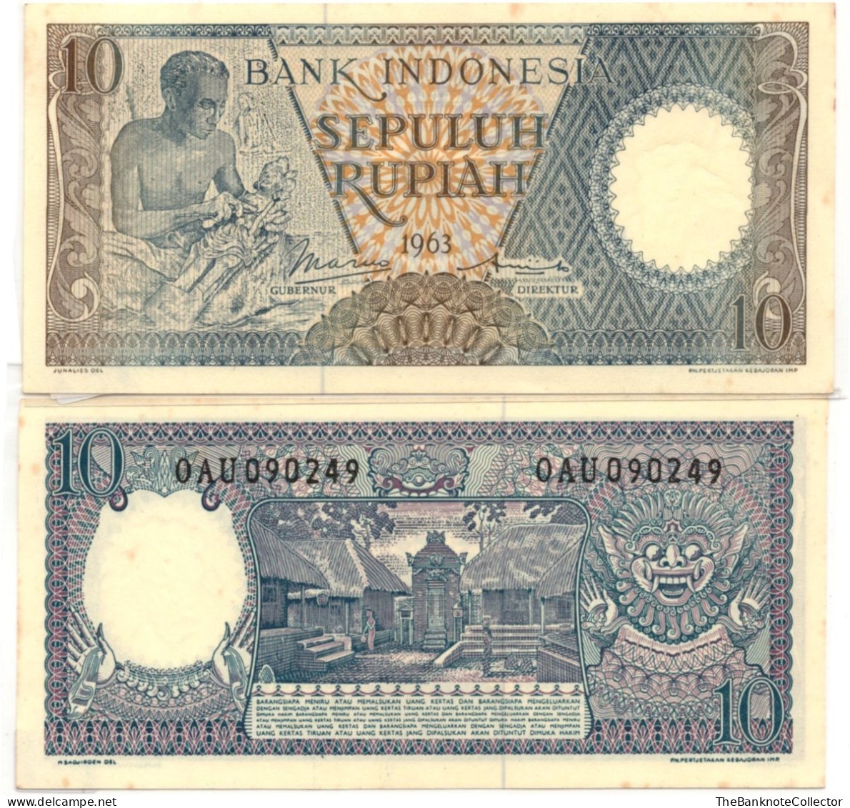 Indonesia 10 Rupiah 1963  P-89 UNC - Indonesia