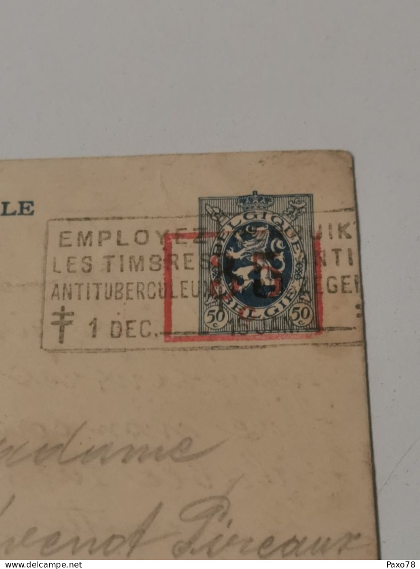 Entier Postaux, Oblitéré Charleroi Overprinted 35C. Rare - Cartoline 1909-1934