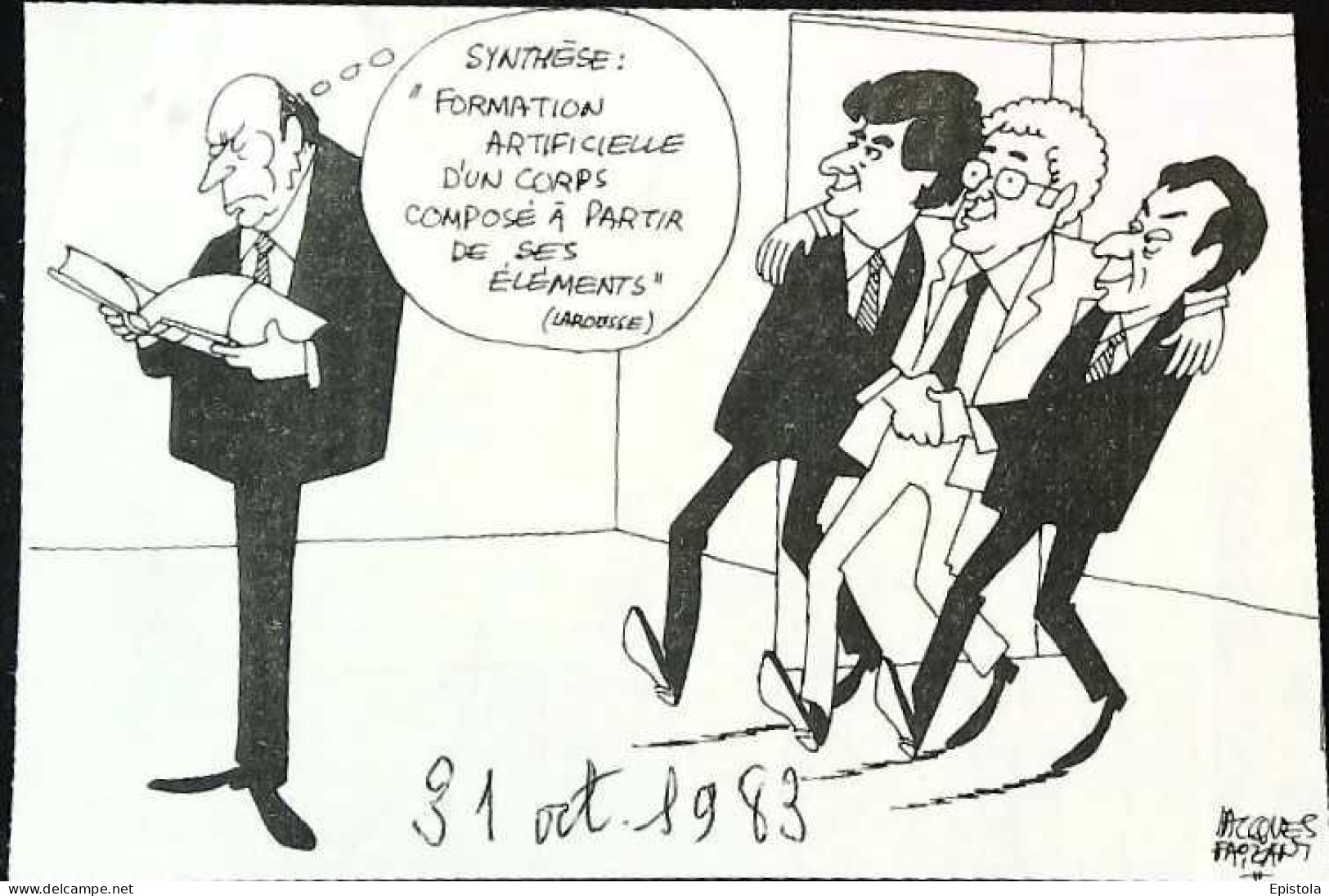 ► Coupure De Presse  Quotidien Le Figaro Jacques Faisant 1983  Rocard Jospin Dictionnaire Larousse  Mitterrand - 1950 - Heute