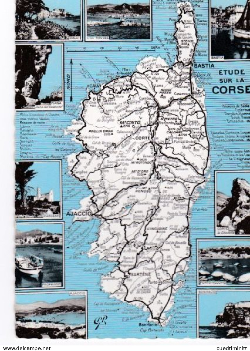 Cpsm Carte Géographique De La Corse. - Landkarten