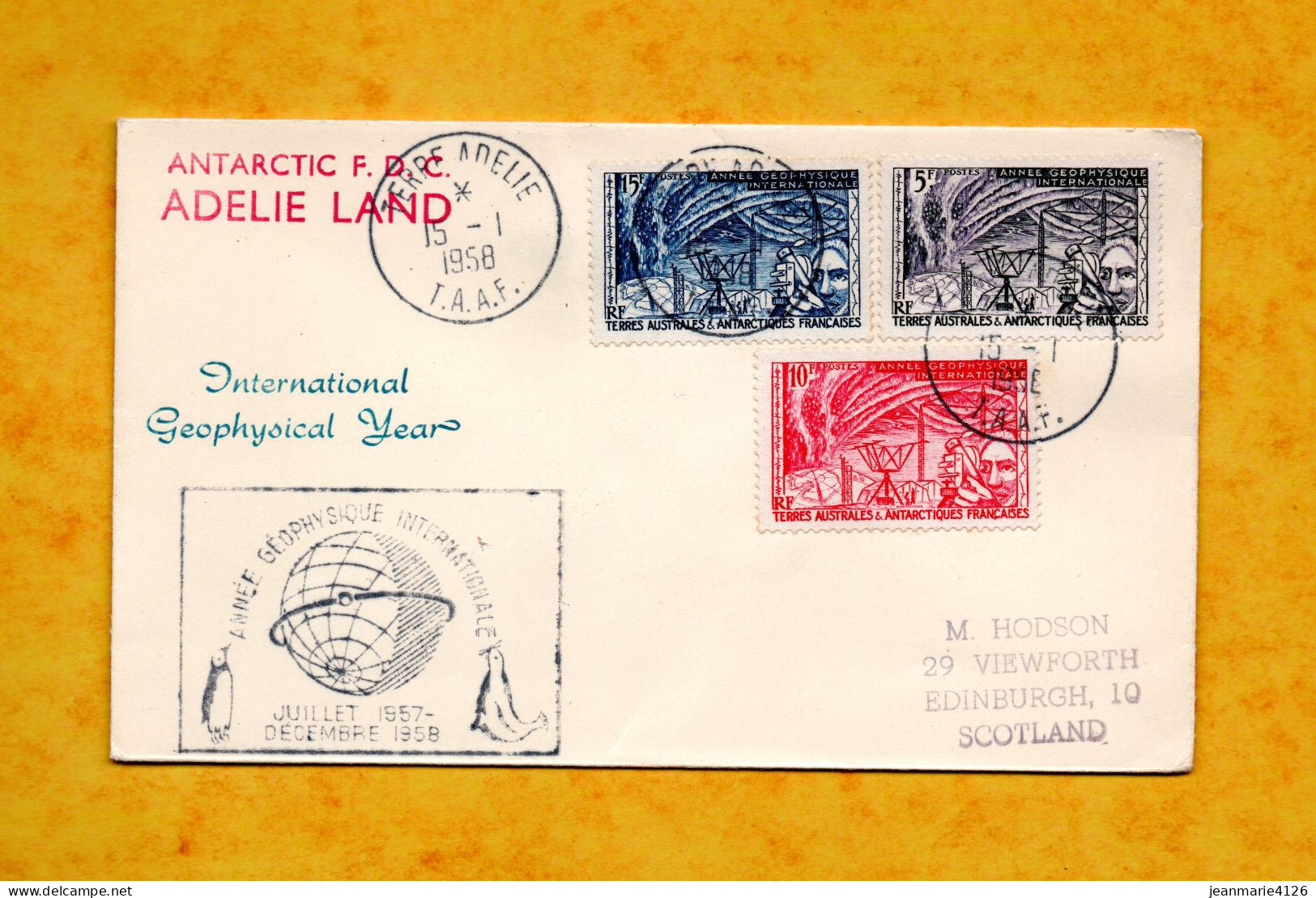 TAAF -  Enveloppe TERRE ADELIE - 15 - 01- 1958 - Avec PO N° 8 - 9 - 10  - ( Très Bon Etat ) - - Sin Dentar, Pruebas De Impresión Y Variedades