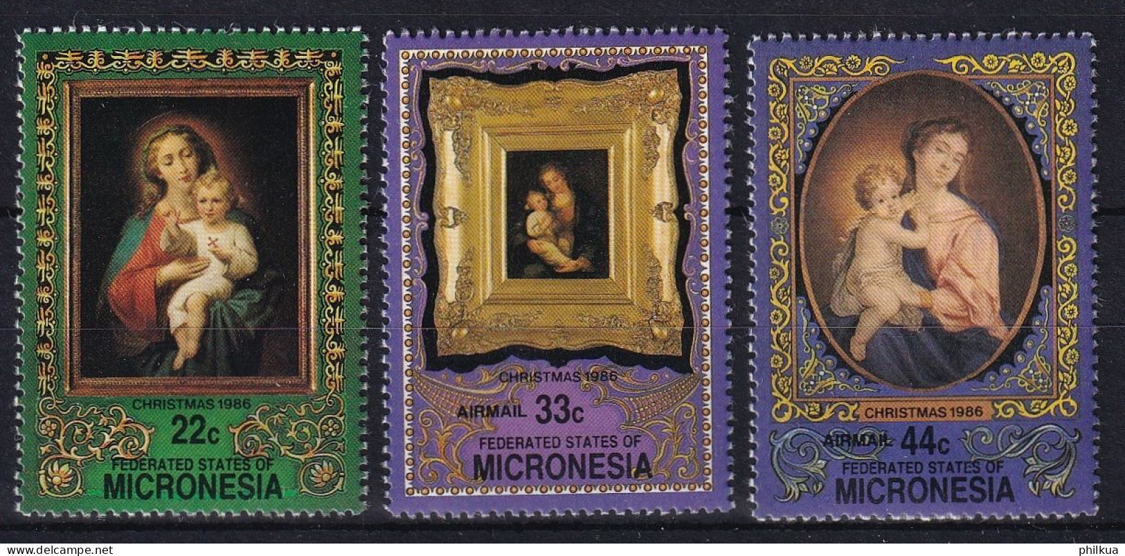 MiNr. 64 - 66 Mikronesien 1986, 15. Dez. Weihnachten: Gemälde - Postfrisch/**/MNH - Micronesia