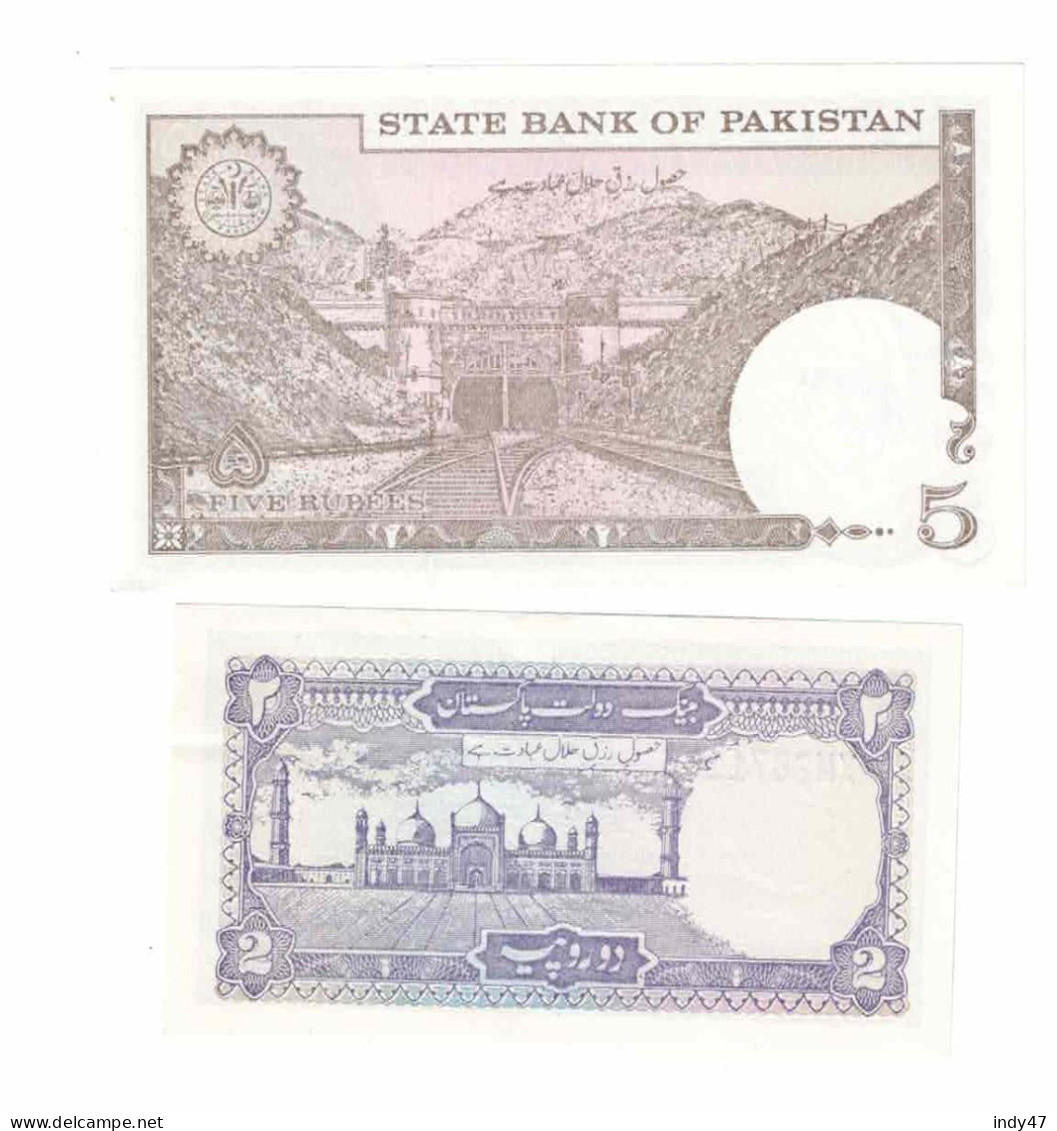 PAKISTAN : 2 Billets 2 Et 5 RUPEES - Pakistán