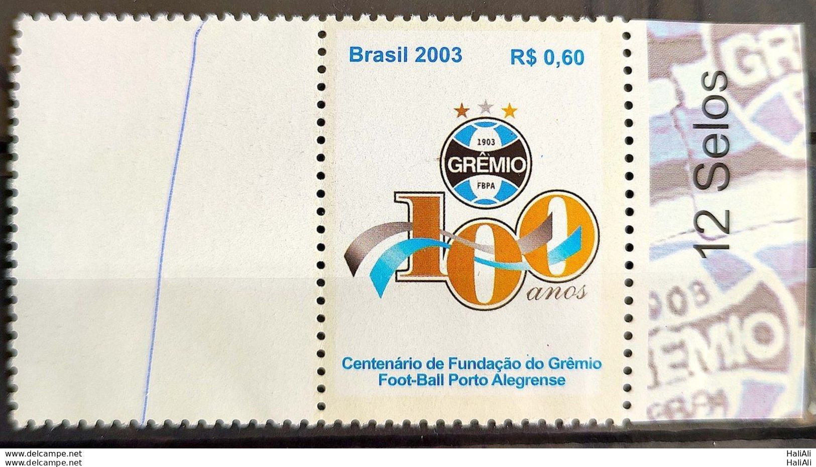 C 2542 Brazil Personalized Stamp Grêmio Football 2003 White Vignette Logo Side - Personalisiert