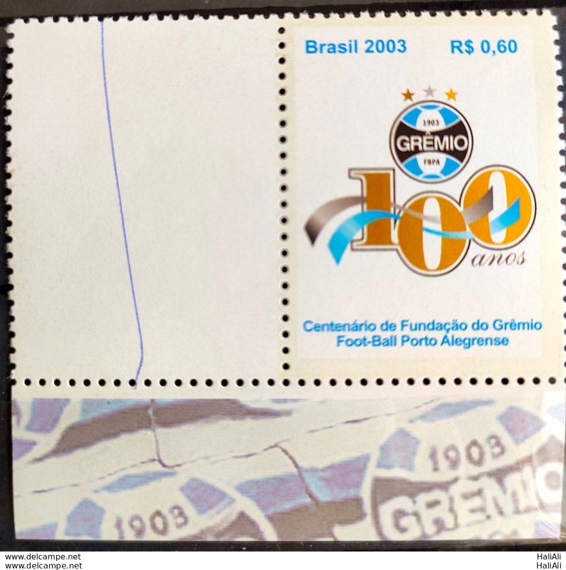 C 2542 Brazil Personalized Stamp Grêmio Football 2003 White Vignette Logo Right - Gepersonaliseerde Postzegels