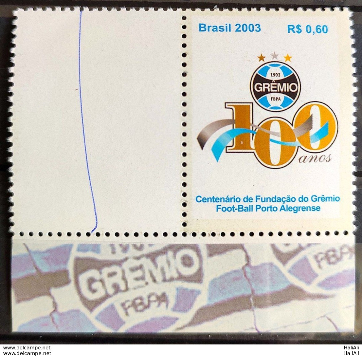 C 2542 Brazil Personalized Stamp Grêmio Football 2003 White Vignette Logo Left - Gepersonaliseerde Postzegels