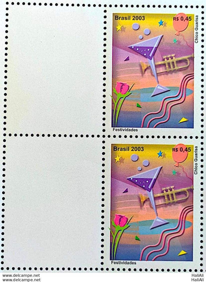 C 2540 Brazil Personalized Stamp Festivities 2003 Block Of 4 White Vignette - Personalized Stamps