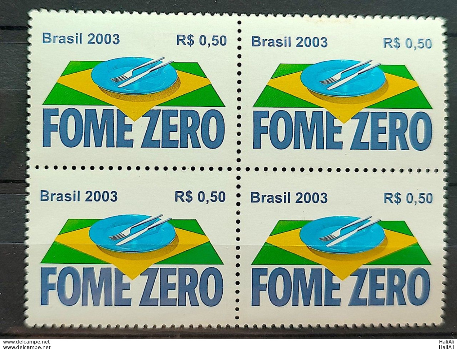 C 2538 Brazil Stamp Hunger Zero Economy Flag 2003 Block Of 4 - Ungebraucht