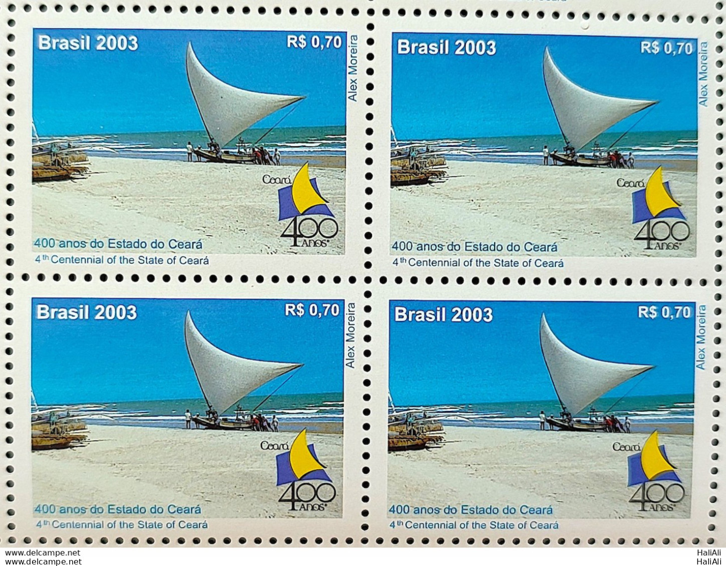 C 2525 Brazil Stamp 400 Years Of Ceara Raft Beach Ship 2003 Block Of 4 - Ungebraucht