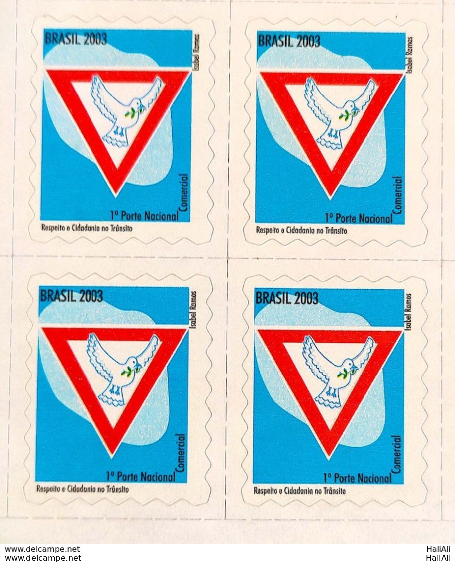 Brazil Regular Stamp 826 Respect And Citizenship In Traffic Peace Dove 2003 Block Of 4 - Nuovi