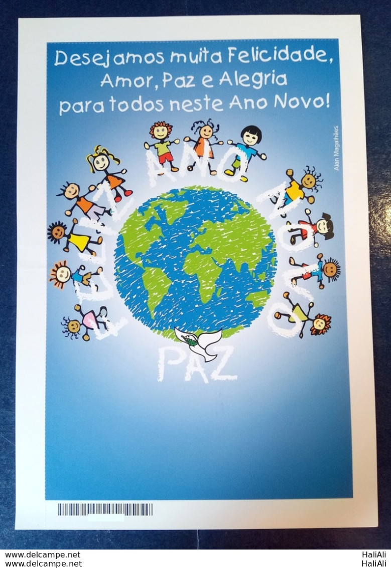 Brazil Aerogram Cod 047 PLANET EARTH PEACE Christmas New Year 2003 - Interi Postali