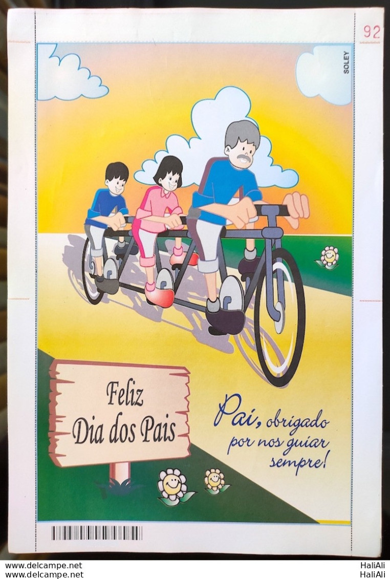 Brazil Aerogram Cod 126 Father Bicycle Bike Family FATHER'S DAY 2003  - Postal Stationery