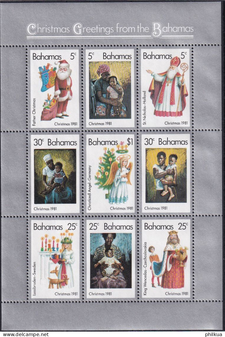 MiNr. (494 - 502) Block 36 Bahamas 1981, 23. Nov. Blockausgabe: Weihnachten - Postfrisch/**/MNH - Bahama's (1973-...)