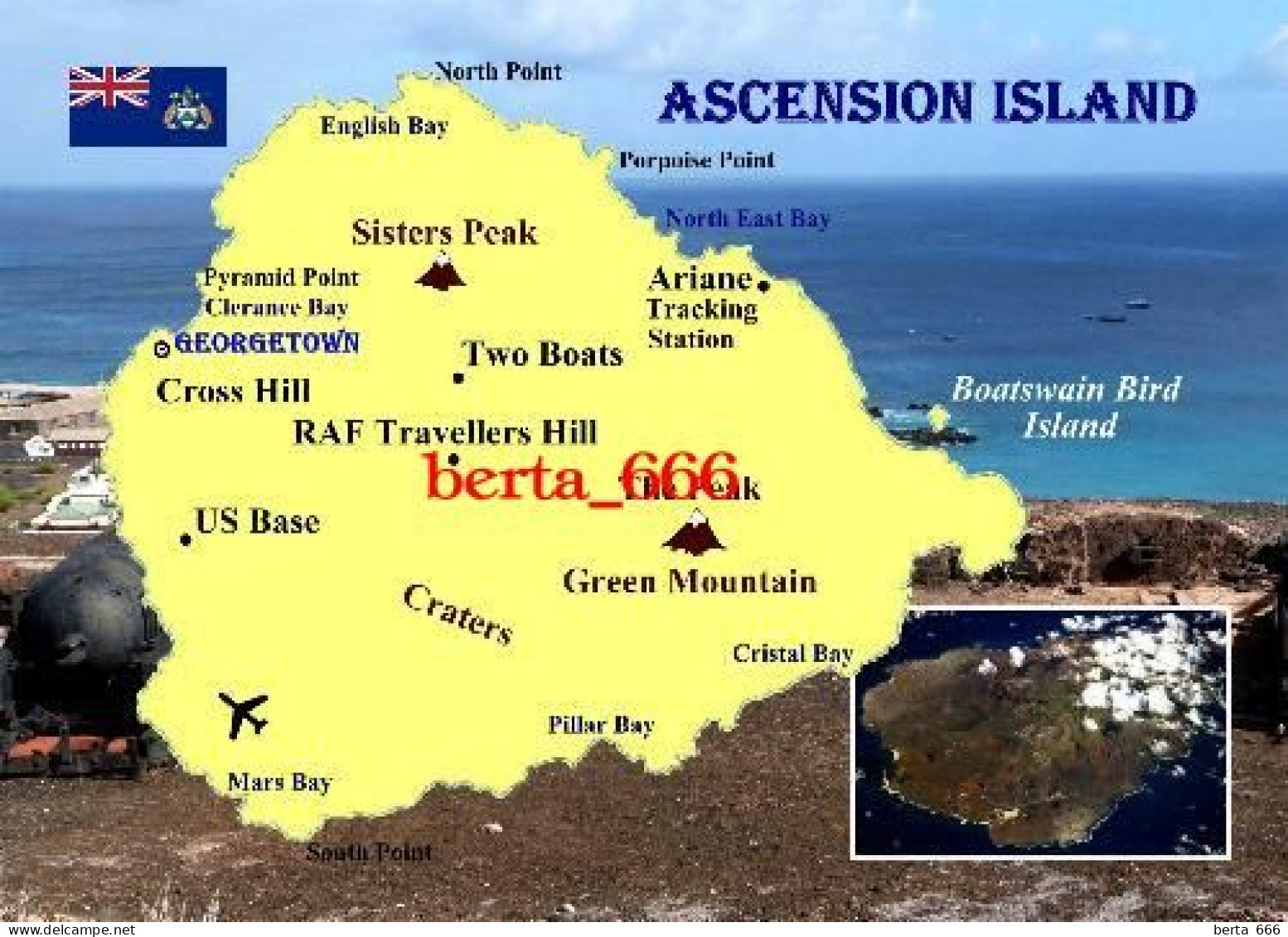 Ascension Island Map New Postcard * Carte Geographique * Landkarte - Seychelles