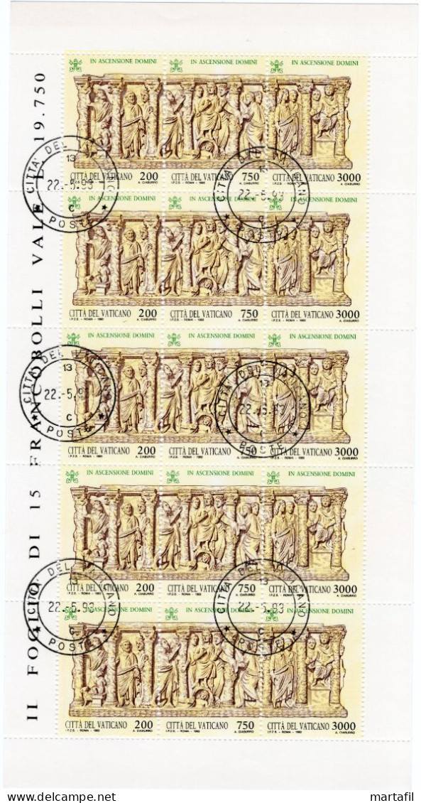 1993 VATICANO Minifoglio USATO Riproduzione Del Bassorilievo Del Sarcofago - Blocks & Sheetlets & Panes