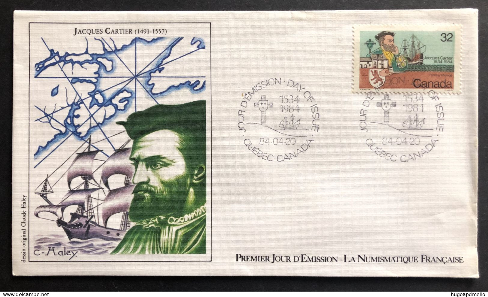 CANADA, Uncirculated FDC, « JACQUES CARTIER (1491 - 1557), 1984 - 1981-1990