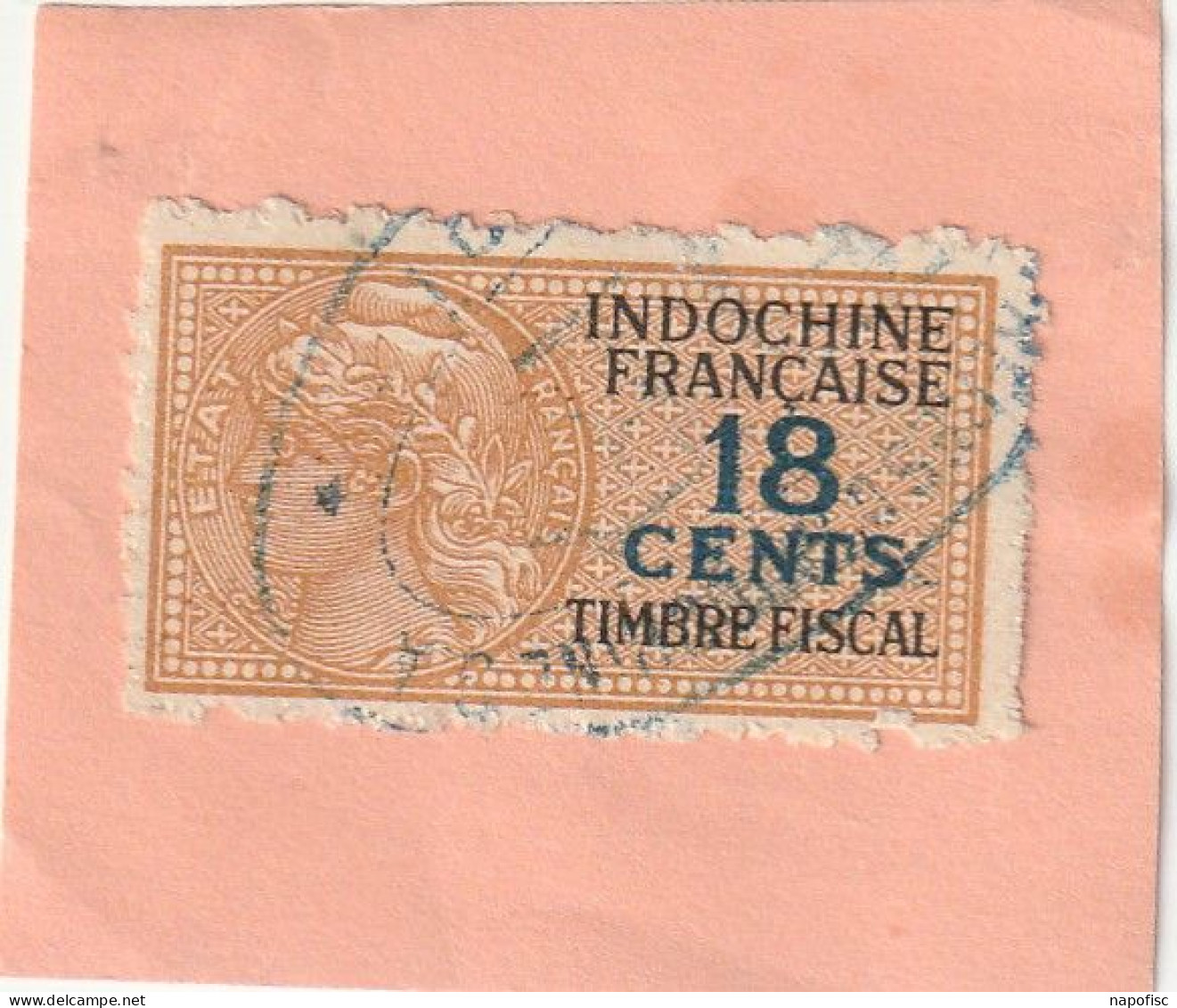 Timbre Fiscal Indochine 18 Cents - Other & Unclassified