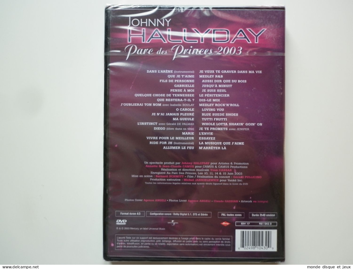 Johnny Hallyday Dvd Parc Des Princes 2003 - Music On DVD