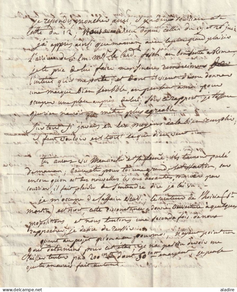 1822 - Marque Postale 1 - Dépt De L'AIN Sur Lettre En Français De 3 Pages Vers ROMA Rome, Italie - Taxe 28 - 1801-1848: Precursors XIX