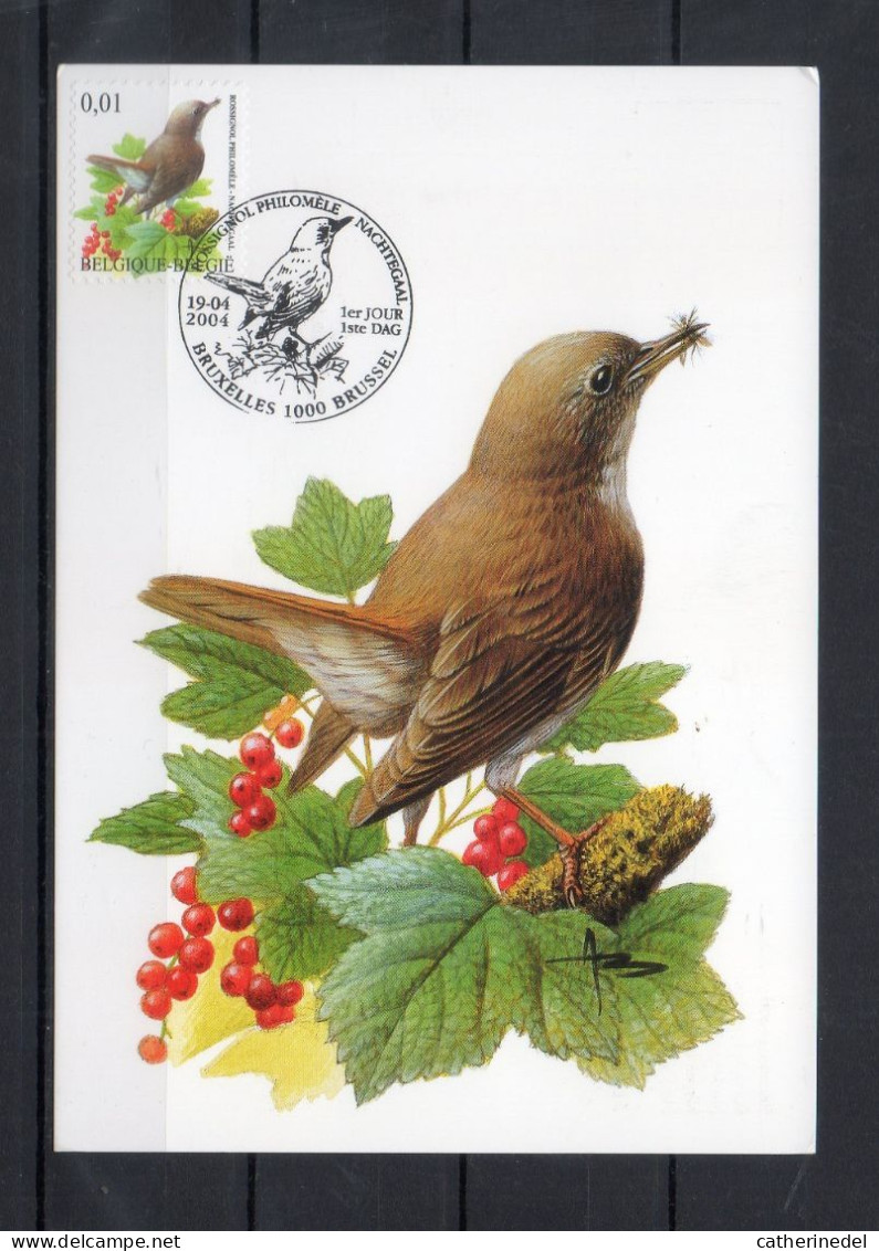 Année 2004 : Carte Maximum 3264 - Oiseaux - Rossignol Philomèle - Buzin - Obli. Bruxelles-Brussel - 2001-2010