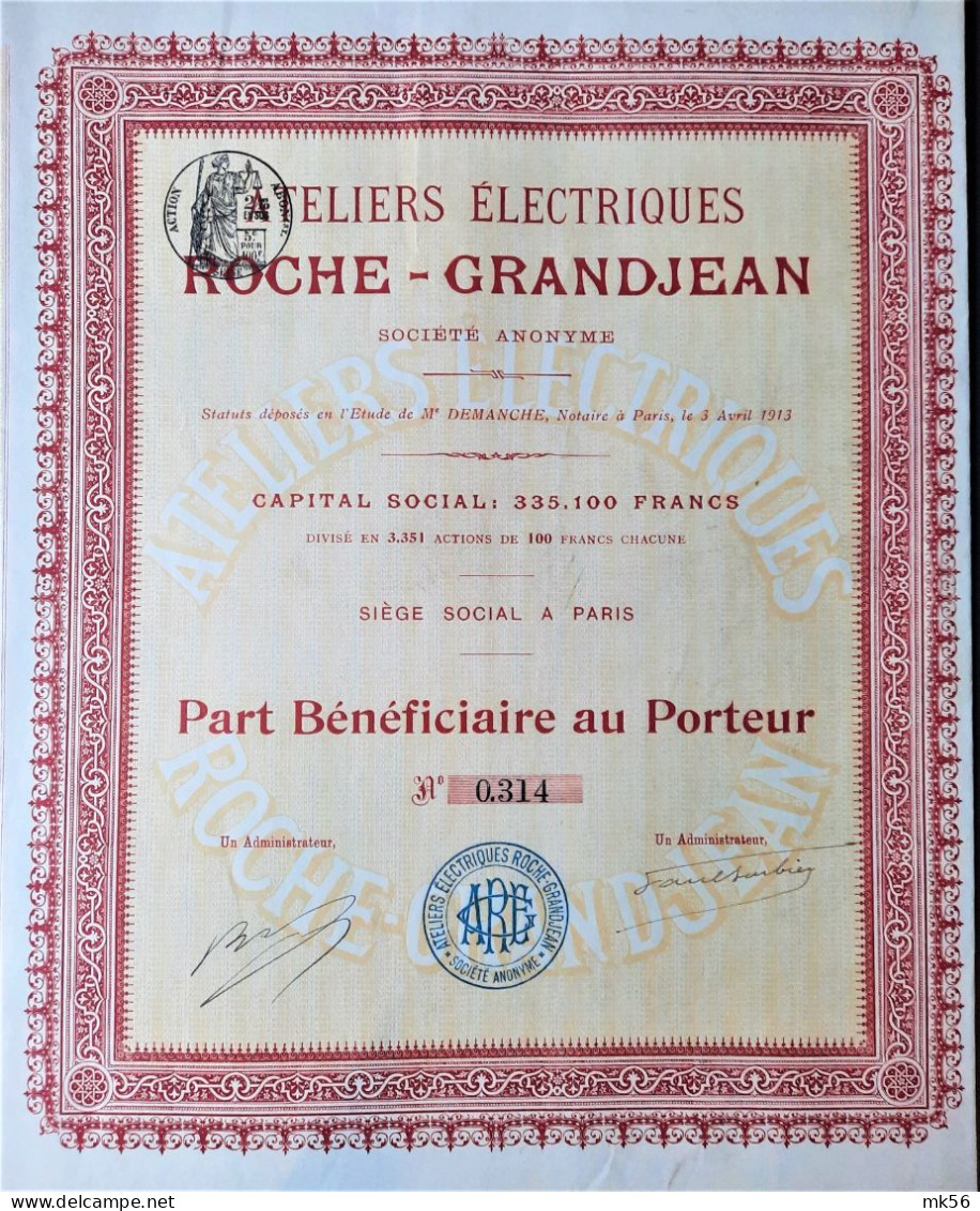 Ateliers Electriques Roche-Grandjean - Paris - 1913 - Elektrizität & Gas