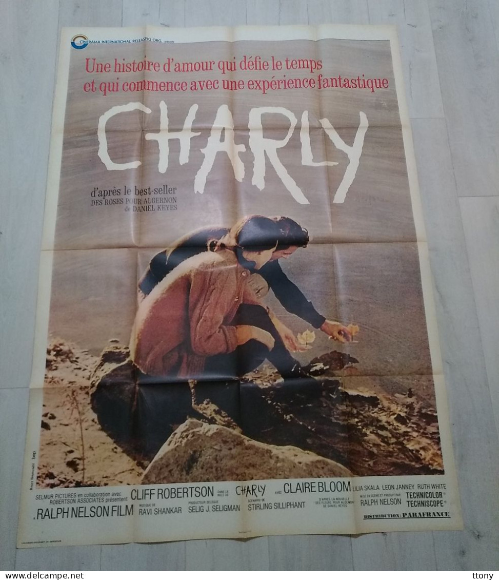 Une Affiche De Cinéma Originale Charly Année 1968 D'après Le Roman De Daniel Keyes  ( 160 Cm X 120 Cm    ) - Affiches & Posters