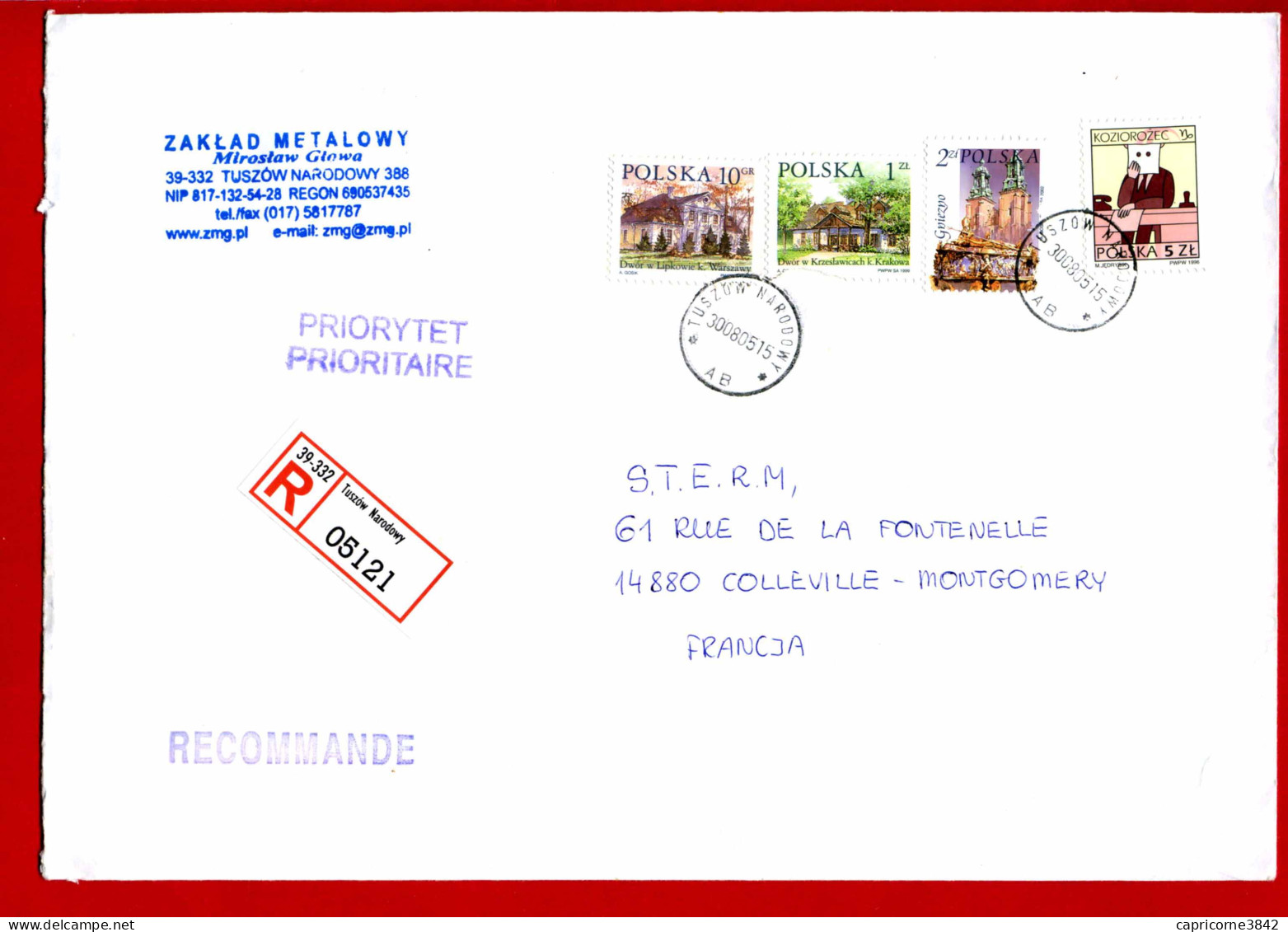 2005 - Pologne - Lettre Recommandée Pour La France - Tp N° 3373-3551-3660-3720 - (Enveloppe 25 X 17,5cm) - Brieven En Documenten