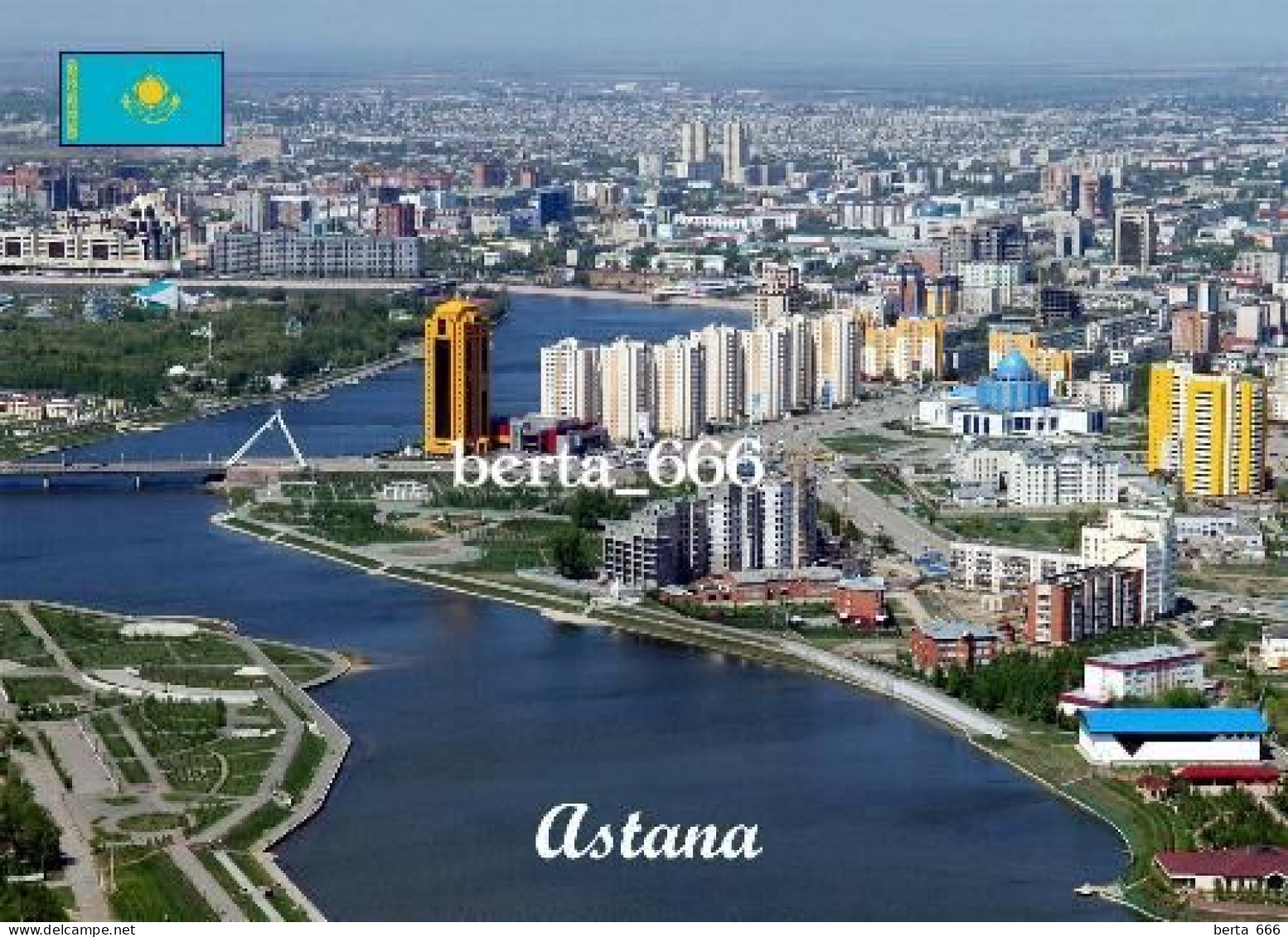 Kazakhstan Astana Ishim River Aerial View New Postcard - Kazachstan