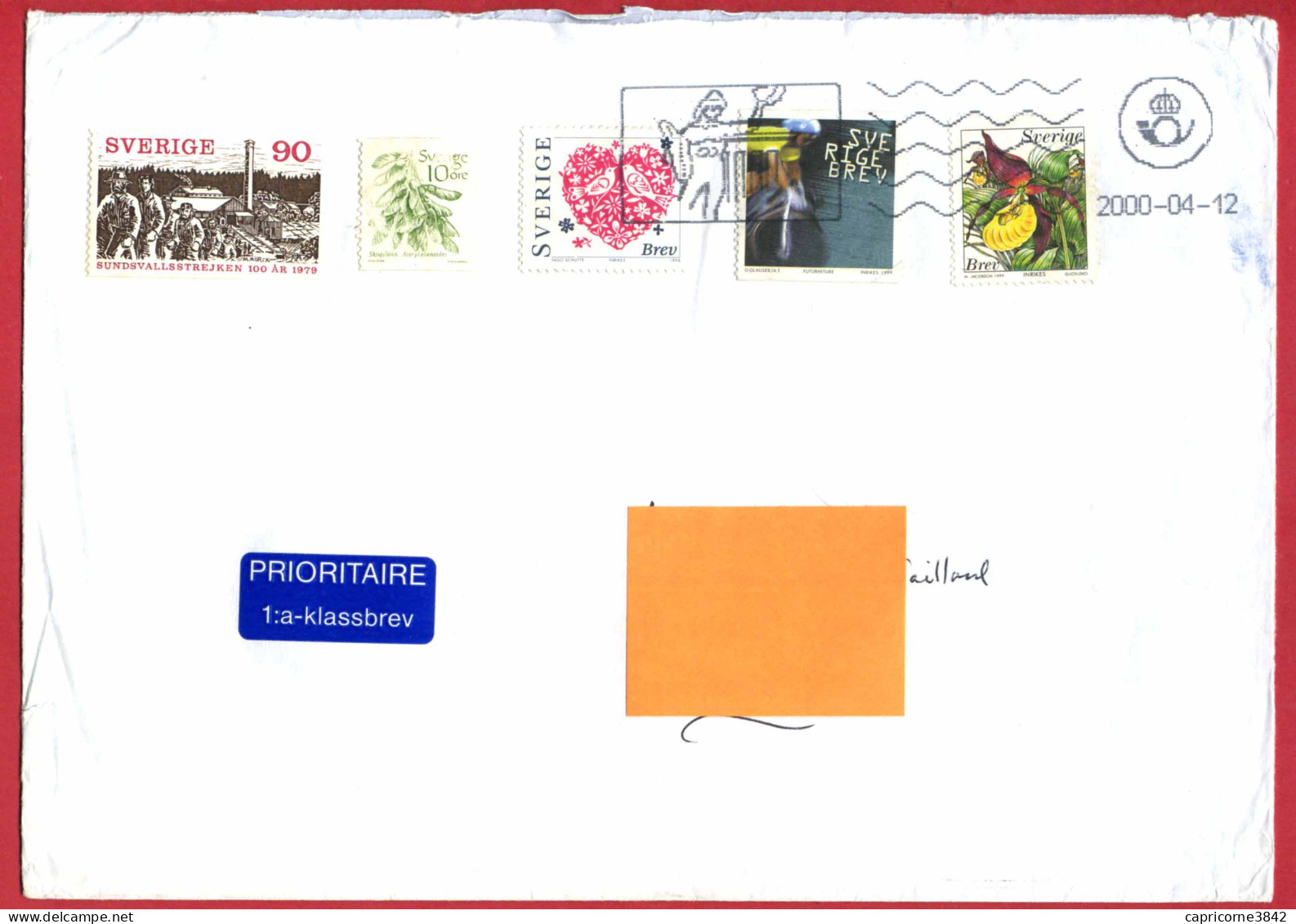 2000 - Suede - Lettre Prioritaire Pour La France - Tp N°1053 - 1208 - 2019 - 2097 - 2101 - (Enveloppe 23 X 15cm) - Briefe U. Dokumente