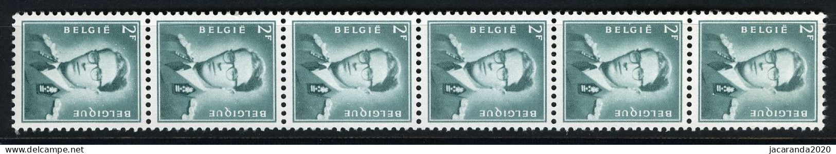 België R39 - Koning Boudewijn - 2F Blauwgroen - Vert-bleu - Strook Van 6 Zonder Nummer - Bande De 6 Sans Numéro - Rouleaux