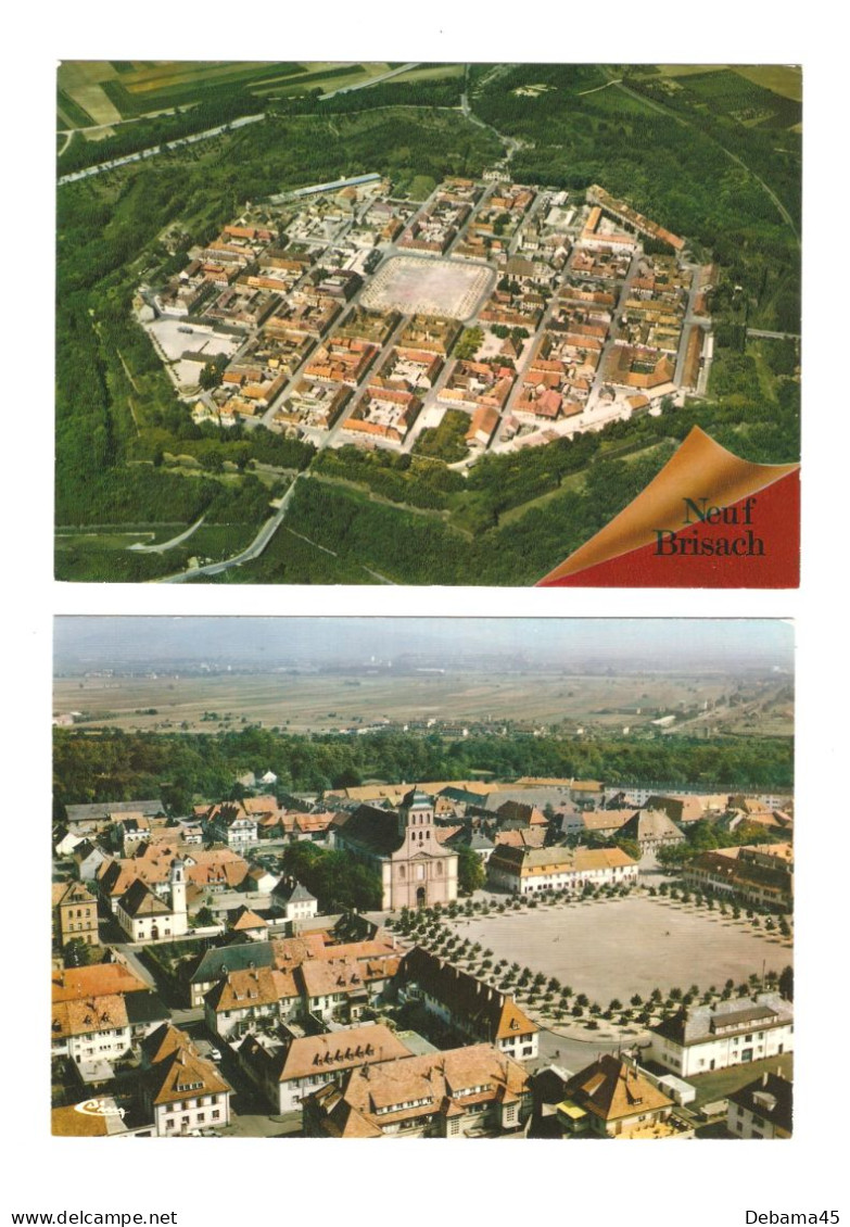 ALB/ 2 CP : Dép. 68 : NEUF-BRISACH : Fortifications En étoile (Vauban) - Vue Aérienne - Neuf Brisach