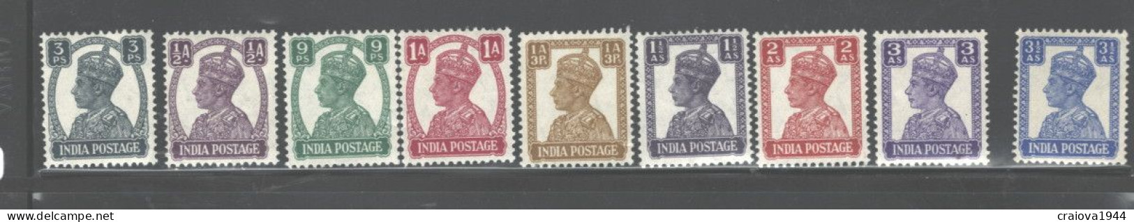 INDIA, 1941 - 1943 "GEORGE VI" MH #168 -179 - Unused Stamps
