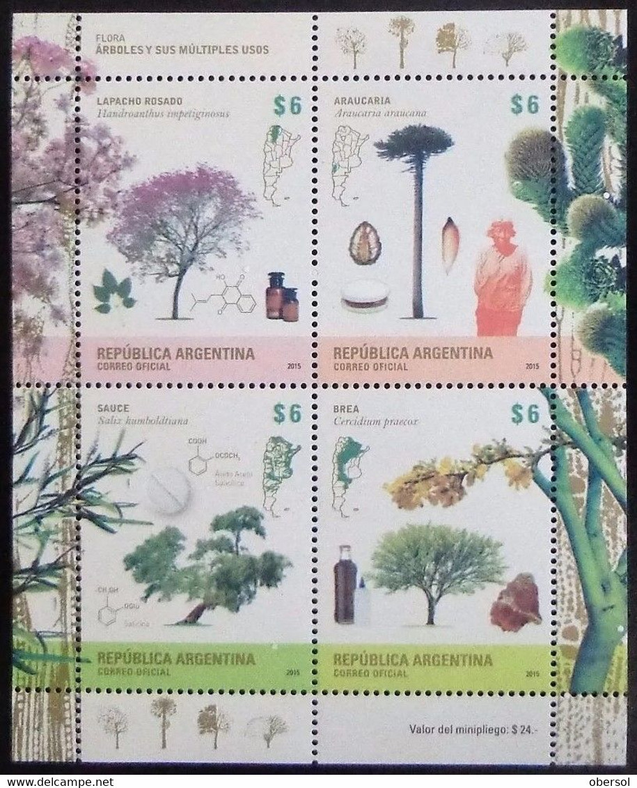 Argentina 2015 Trees And Their Medical Uses Souvenir Sheet MNH - Nuovi