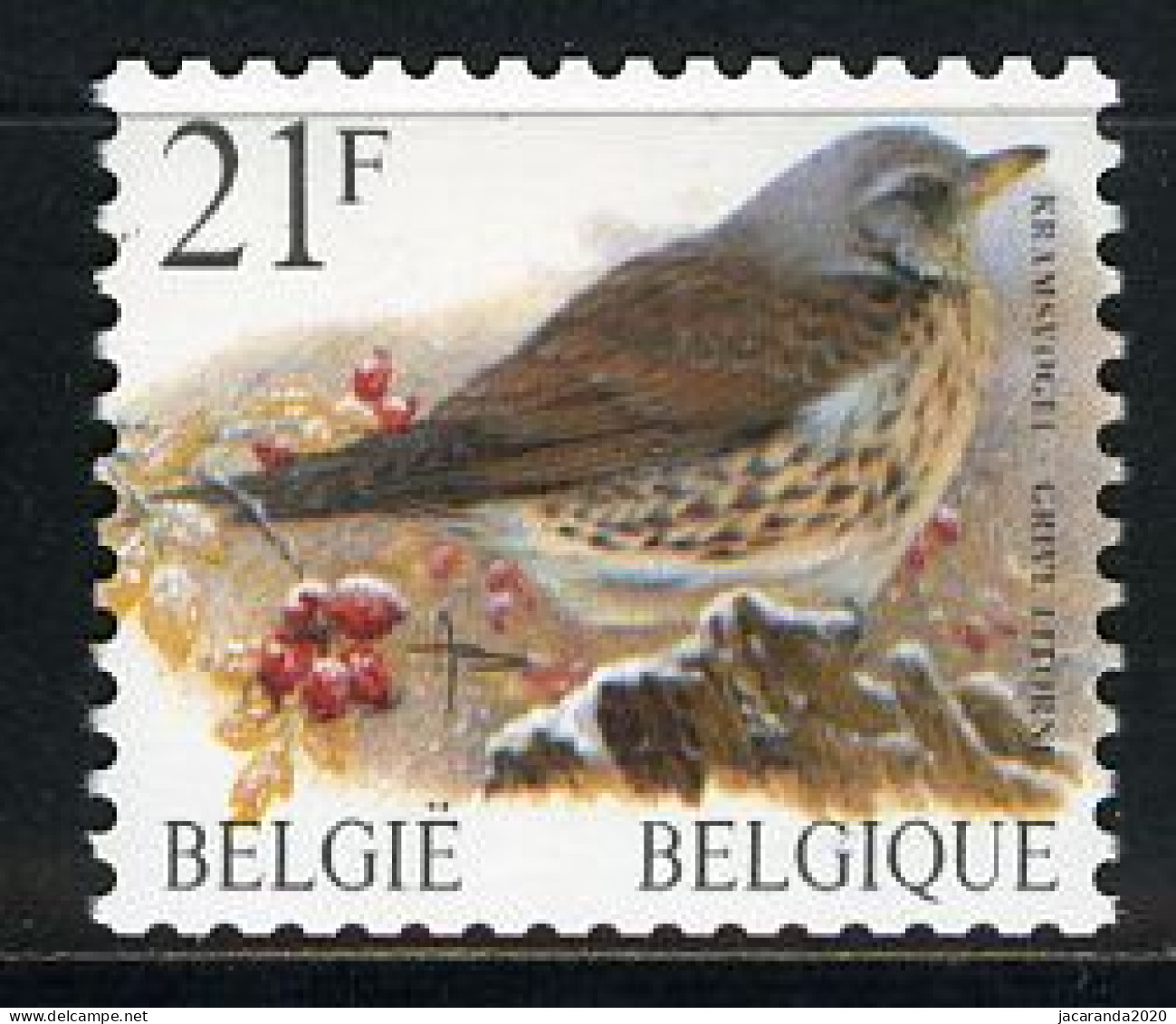 België R88 - Vogels - Oiseaux - Buzin (2792) - 21F - Kramsvogel - Rolzegel Met 5 Cijfers - Avec Numéro Au Verso - Rouleaux