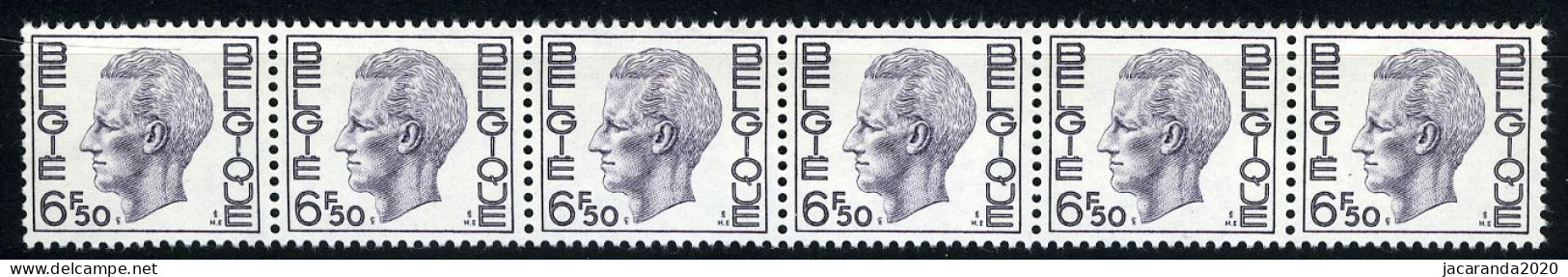 België R55 - K. Boudewijn - Elström - 6,50 - Strook Van 6 Zonder Nummer - Bande De 6 Sans Numéro - Coil Stamps