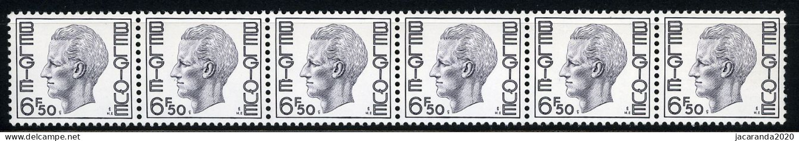 België R59 - K. Boudewijn - Elström - 6,50 POLYVALENT - Strook Van 6 Zonder Nummer - Bande De 6 Sans Numéro - Coil Stamps