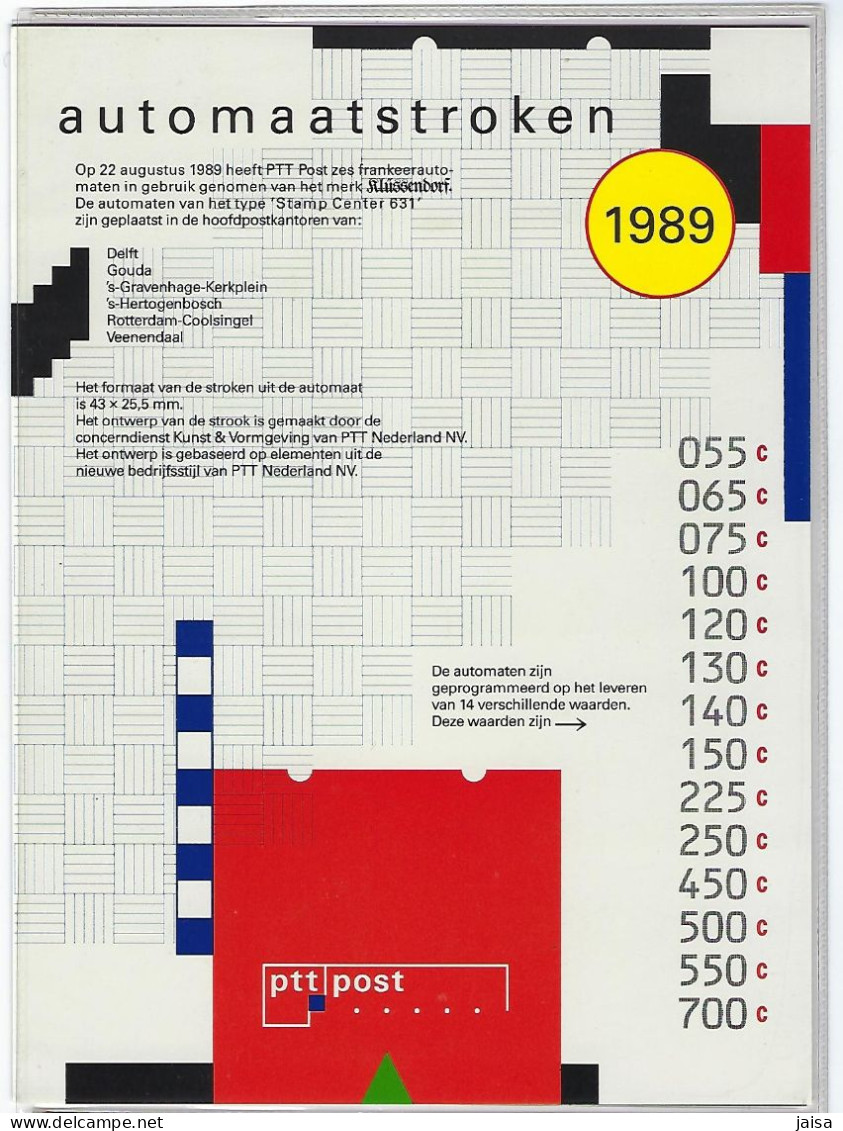 Holanda. Atms  Año 1989. - Automaatzegels [ATM]