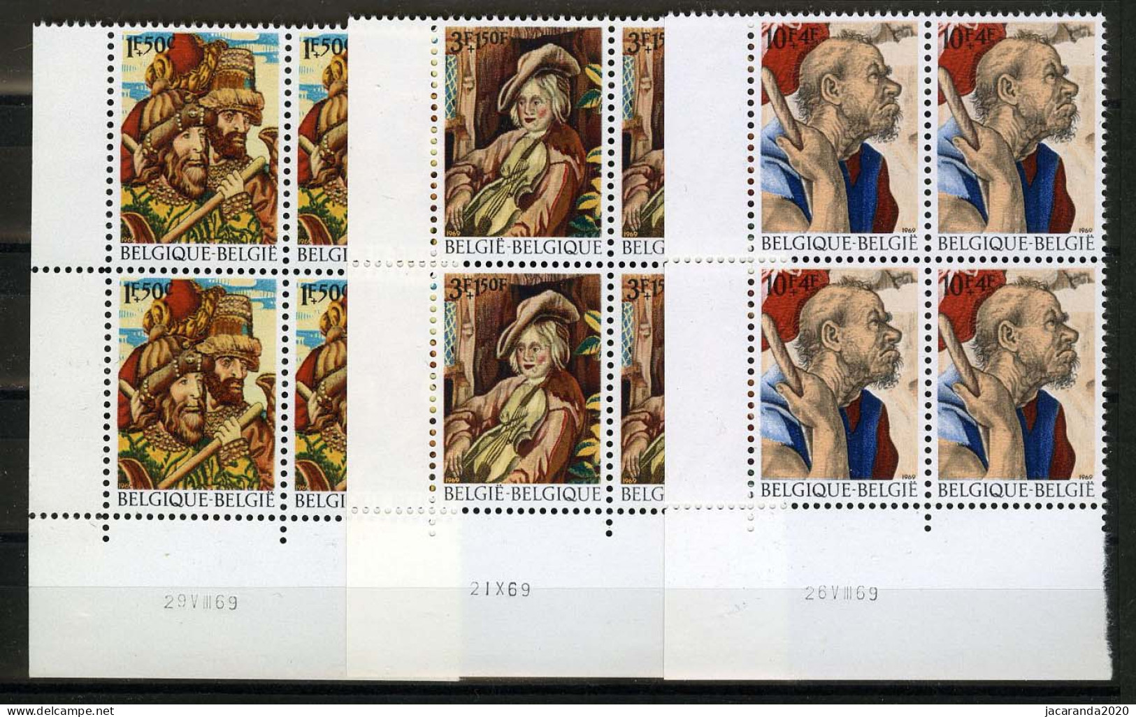 België 1505/07 - Kunsttapijten - MNH - Dated Corners