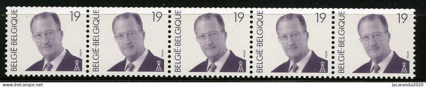 België R86 - K. Albert (2779) - 19F - Strook Van 5 Met Nummer - Bande De 5 Avec Numéro - Coil Stamps