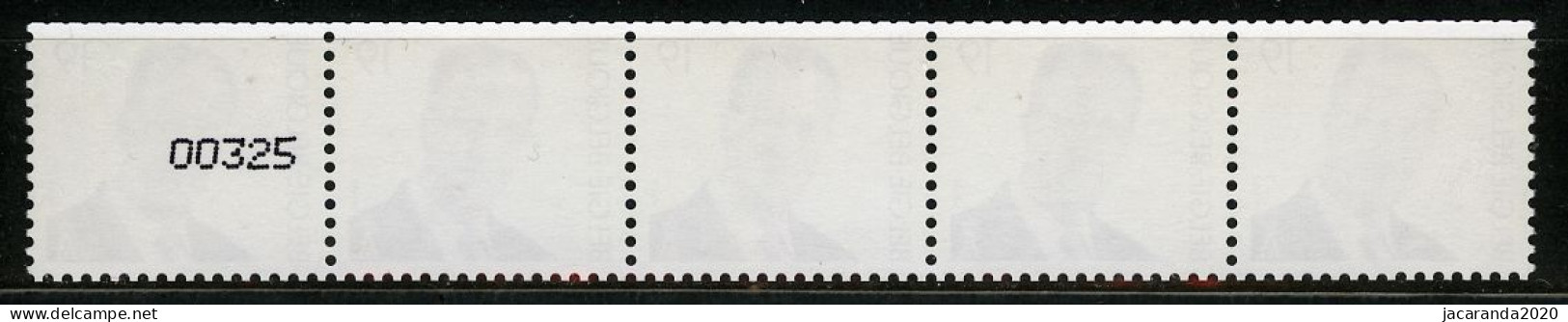 België R86 - K. Albert (2779) - 19F - Strook Van 5 Met Nummer - Bande De 5 Avec Numéro - Coil Stamps