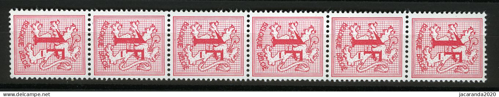 België R9 - Cijfer Op Heraldieke Leeuw - 1F - Strook Van 6 - Bande De 6  - Coil Stamps