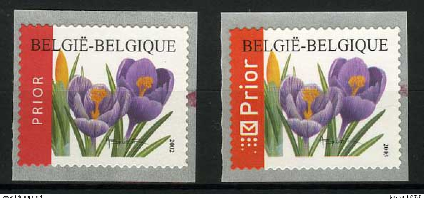 België R105 + R107 - Bloemen - Buzin - Krokus - Met Eindstreep Of Eindvlekken - Fin Du Rouleau - Franqueo