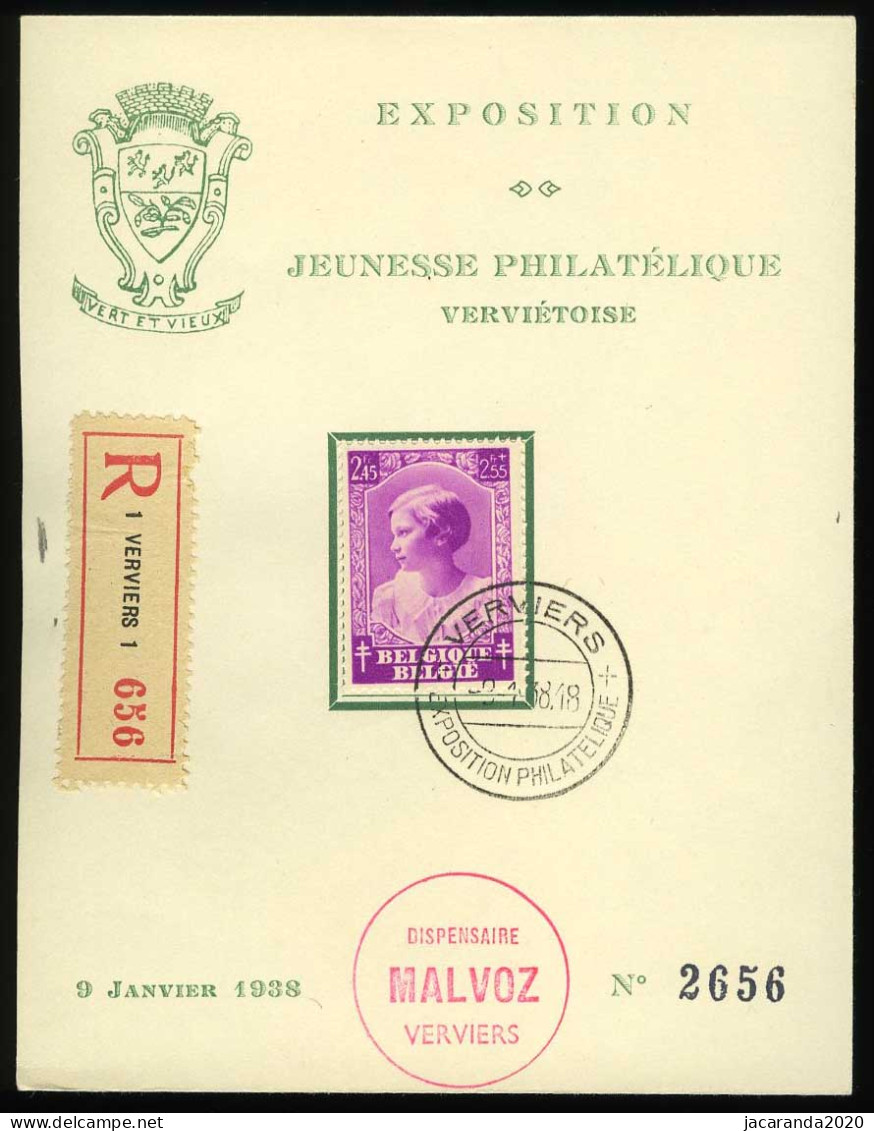 België 465 SV - Souvenirblaadje - Feuillet Souvenir - Aangetekend - Recommandé - Pribses Joséphine-Charlotte - Autres & Non Classés