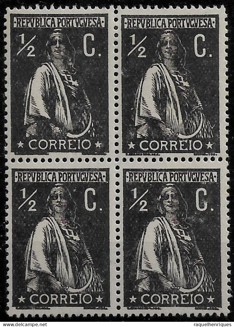PORTUGAL 1912 CERES P:15x14 BLOCK OF 4 MH/MNH (NP#94-P12-L9) - Nuevos